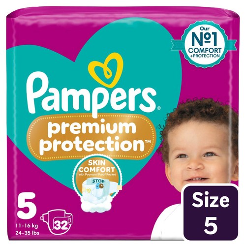 Pampers Premium Protection Nappies, Size 5 (11-16kg) Essential Pack