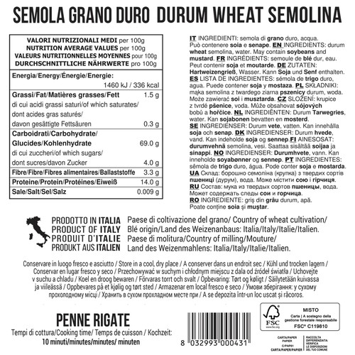 Filotea Penne Rigate Durum Wheat Pasta