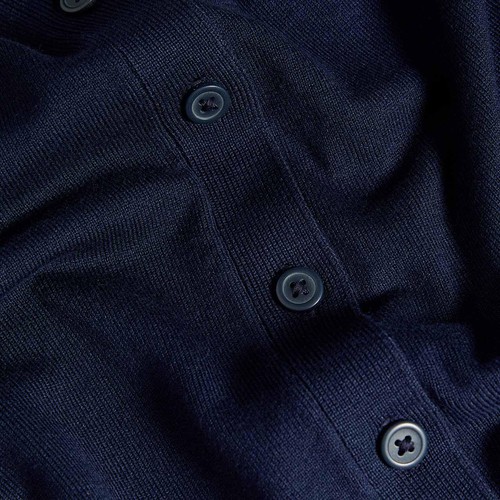 M&S Womens Crew Neck Button Front Cardigan, 14 Navy