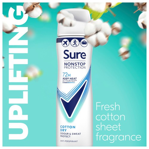 Sure Women 72hr Nonstop Protection Cotton Dry Deodorant Travel Size
