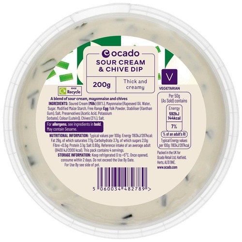 Ocado Sour Cream & Chive Dip