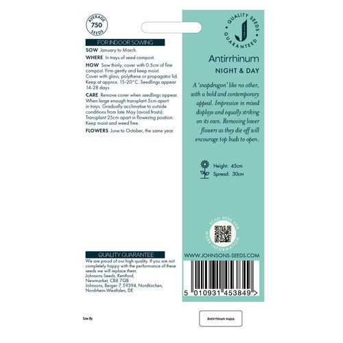 Mr Fothergills Seeds Johnsons Antirrhinum Night & Day