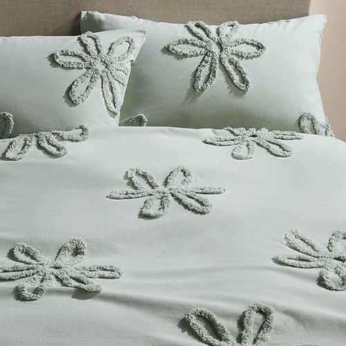 M&S Collection Pure Cotton Floral Bedding Set, King, Green