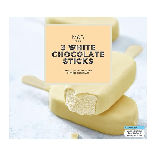 M&S 3 White Chocolate Sticks Ice Cream