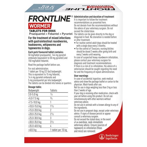 FRONTLINE Wormer Tablets Dog from 3kg