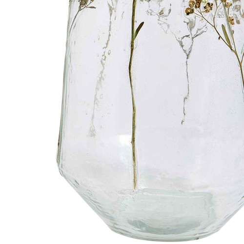 M&S Pressed Flower Glass Vase, Clear