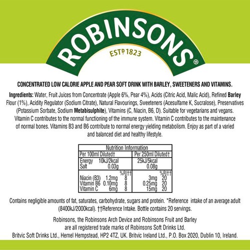 Robinsons Apple & Pear Fruit & Barley No Added Sugar