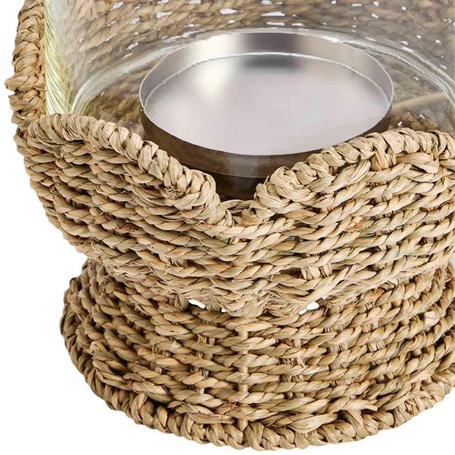 M&S Seagrass Scallop Edge Hurricane Lantern, Natural
