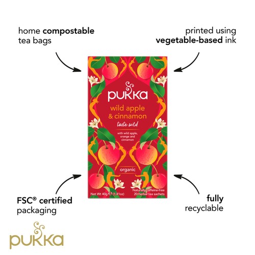 Pukka Wild Apple & Cinnamon with Ginger Teabags