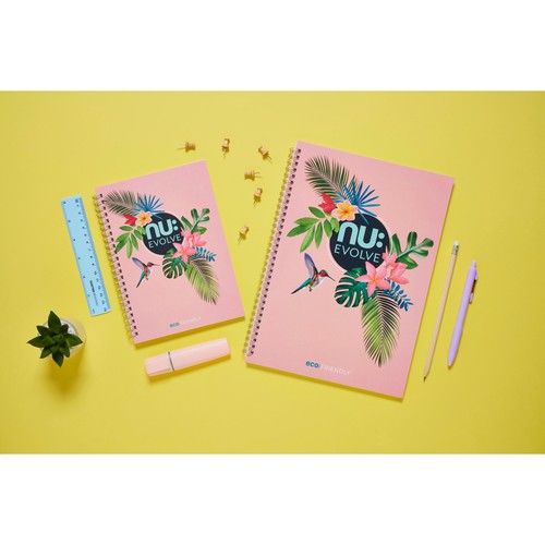 Nuco Nu Evolve Tropical A5 Wiro Notebook, Pink, 160 pages