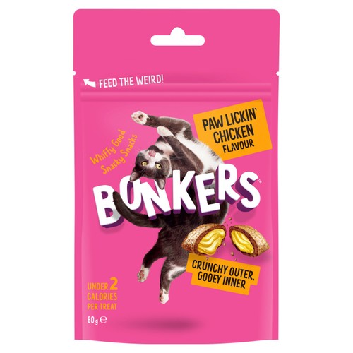 BONKERS Crunchy And Soft Cat Treats Paw Lickin' Chicken Flavour