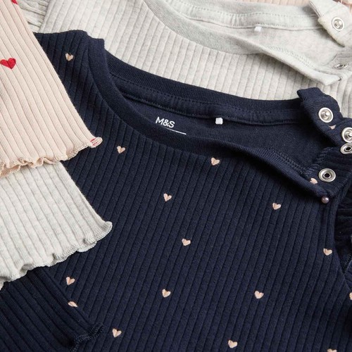 M&S Heart Frill Tops, 0-3 Months, Navy