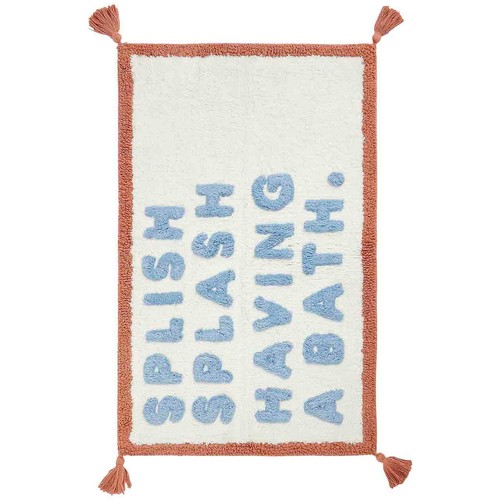 M&S Pure Cotton Splish Splash Tassel Bath Mat, Blue