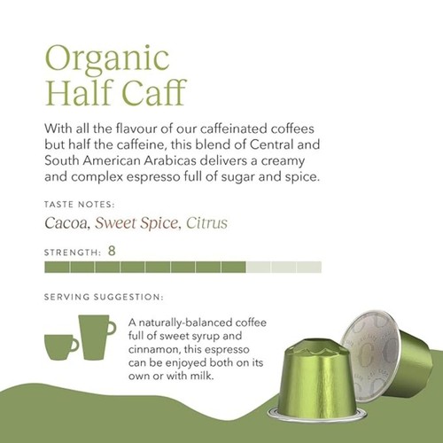 CRU Kafe Organic Fair Trade Half-Caff Pods 10s