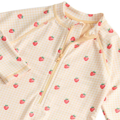 M&S Gingham Long Sleeve Swimsuit, 3-4 Years, Yellow