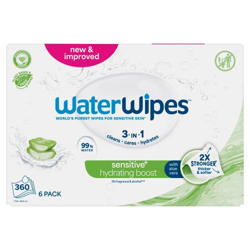 WaterWipes Hydrating Baby Wipes 6 Pack (360 Count)