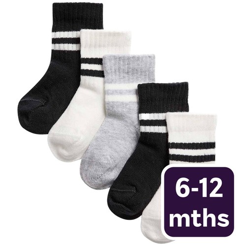 M&S Unisex Cotton Baby Socks, 6-12 Months, Black