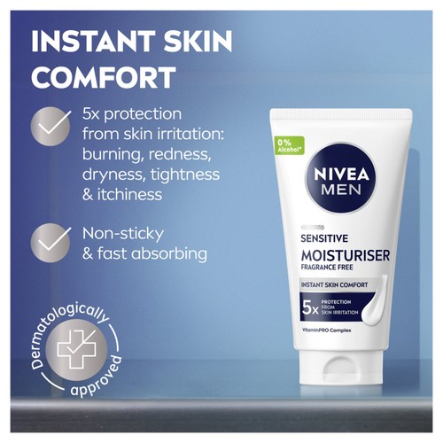 NIVEA MEN Sensitive Face Moisturiser with 0% Alcohol 