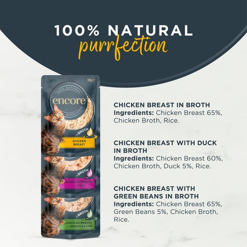 Encore Natural Wet Cat Food Chicken Breast Multipack Pouches in Broth
