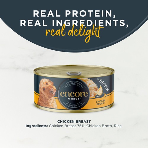 Encore Natural Wet Dog Food Tin Chicken Breast in Broth