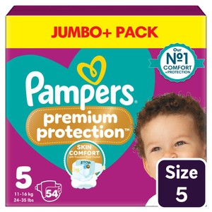 Pampers Premium Protection Nappies, Size 5 (11-16kg) Jumbo+ Pack