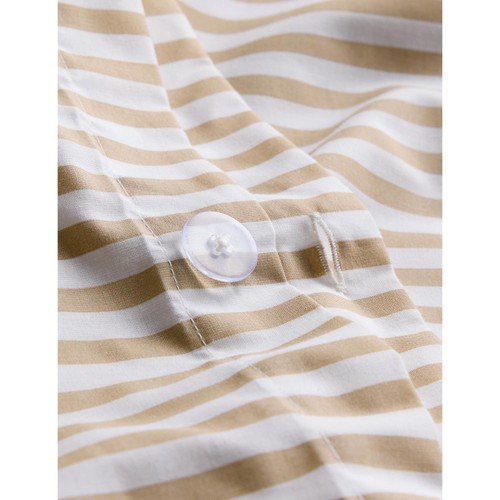 M&S Cotton Blend Simple Stripe Bedding Set, Biscuit, Super King