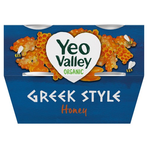 Yeo Valley Organic Greek Style with Honey Yoghurt, 4 x 100g