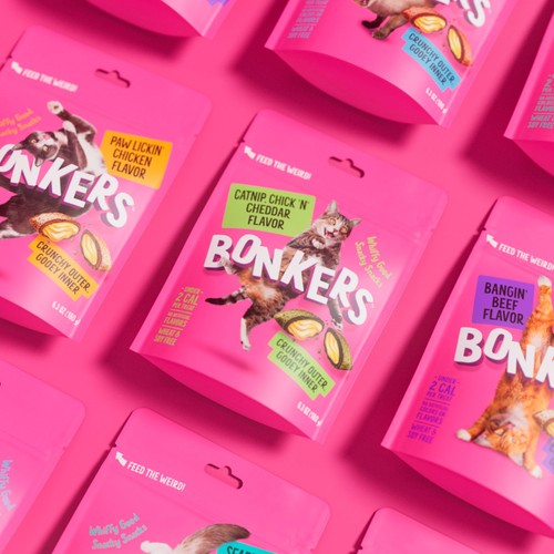 BONKERS Crunchy And Soft Cat Treats Catnip, Chick N' Cheddar Flavour