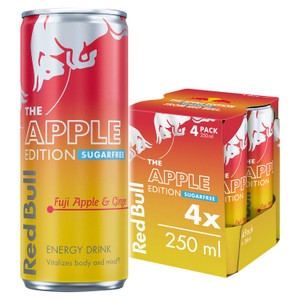 Red Bull Energy Drink Sugar Free Fuji Apple & Ginger, Winter Edition 4 x 250ml
