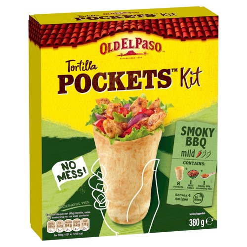 Old El Paso 8 Mild Smoky BBQ Tortilla Pocket Kits 380g