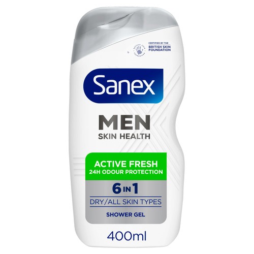 Sanex Men Skin Health Active Fresh 6 in 1 Body Wash Shower Gel