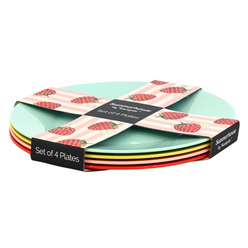 Summerhouse Strawberries & Cream Set of 4 Reusable Plates