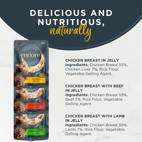 Encore Natural Wet Cat Food Multipack Chicken Selection Pouches in Jelly
