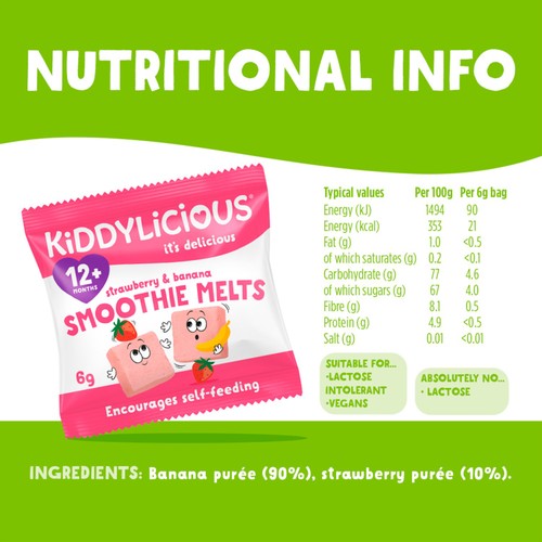 Kiddylicious Strawberry & Banana Smoothie Melts 12+ Months