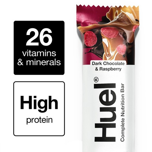 Huel Dark Chocolate and Raspberry High Protein Complete Nutrition Bar
