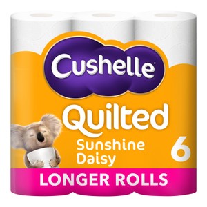 Cushelle Quilted Sunshine Daisy Longer Lasting Toilet Tissue 6 Rolls