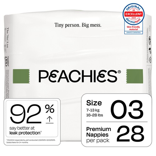 PEACHIES Premium Nappies Size 03 (7-13kg), Single Pack