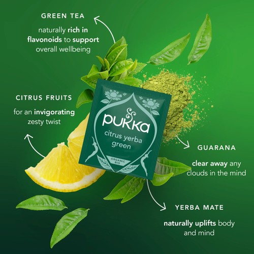 Pukka Herbs Organic Citrus with Yerba Mate x20 Green Tea Bags