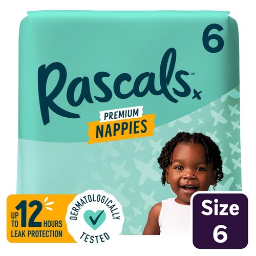 Rascals Premium Nappies, Size 6 (15-20kg)