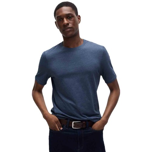 M&S Mens Pure Cotton Crew Neck T-Shirt, XL, Denim