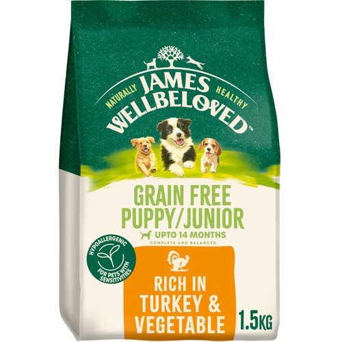 James Wellbeloved Grain Free Puppy Junior Dry Dog Food Turkey & Veg