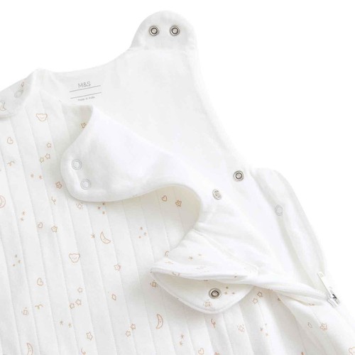 M&S Cotton Rich 1.5 Tog Printed Sleeping Bag, 0-6 M, White