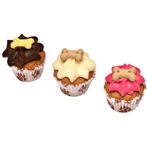 The Barking Bakery Trio of Mini Woofins Dog Treat Muffins, Iced