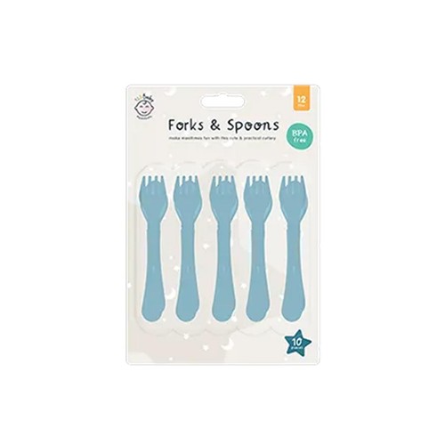 123 Baby Fork and Spoon Set 10 Blue