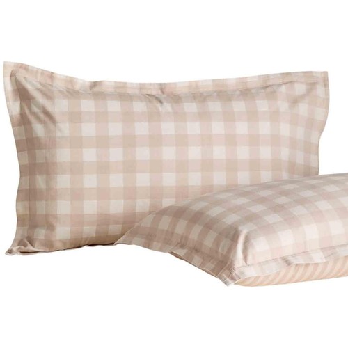 M&S Pure Cotton Gingham Bedding Set, Single, Natural Mix