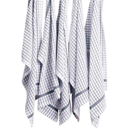 M&S Checked Terry Tea Towels, Light Grey