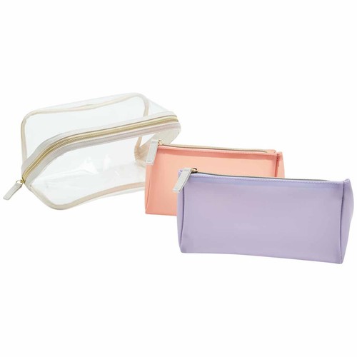 M&S Set of 3 Wide Opening Make-Up Bags, Pink