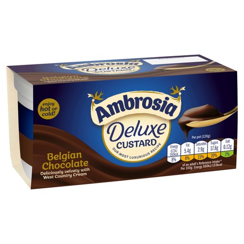 Ambrosia Deluxe Custard Belgian Chocolate Dessert Snack Pots
