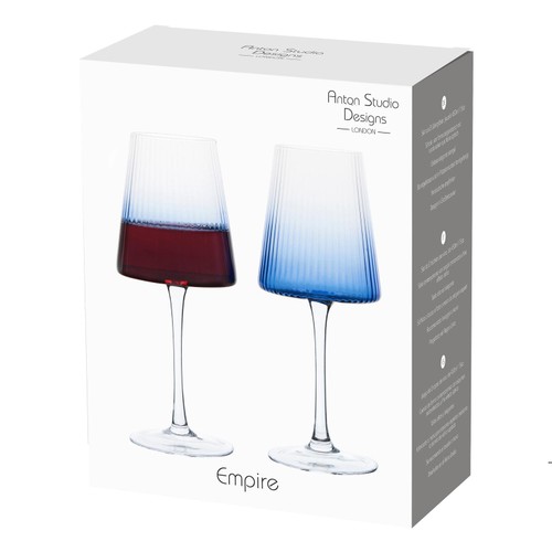 Anton Studio Designs Empire Blue Wine Glasses