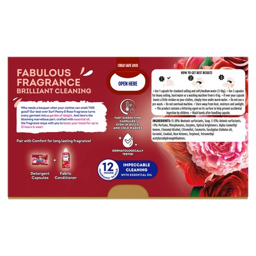 Surf Peony & Rose 3 in 1  Laundry Washing Detergent Capsules 15 Washes